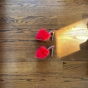 FASHION NOVA | Red Faux Fur Heels